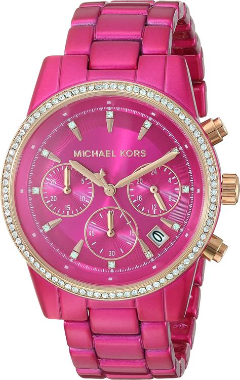 micheal kors watch pink|michael kors rhinestone watch.